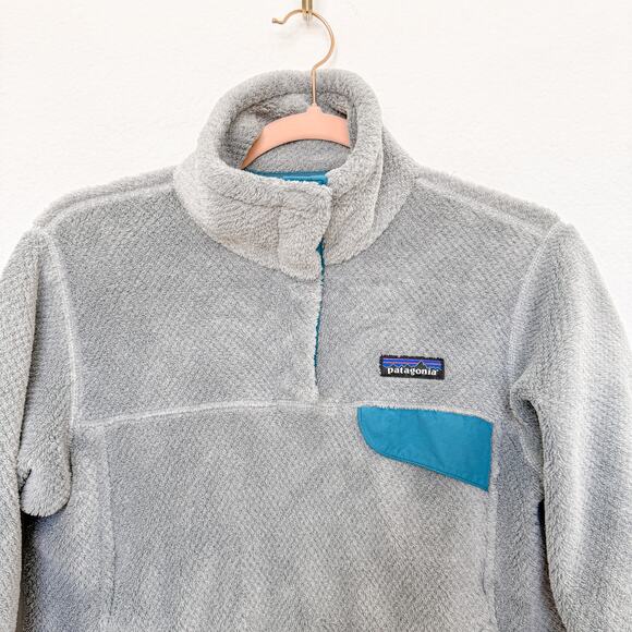 Patagonia Re-Tool Snap-T Fleece Pullover Gray‎ and Teal Womens Size Small - Picture 2 of 5